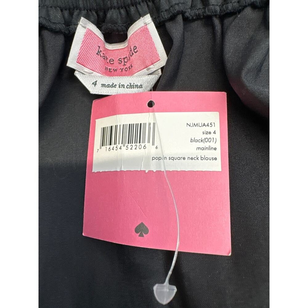 Kate Spade NWT Black Poplin Square Neck Long Puff Gathered Sleeve women sz 4 - Picture 6 of 8